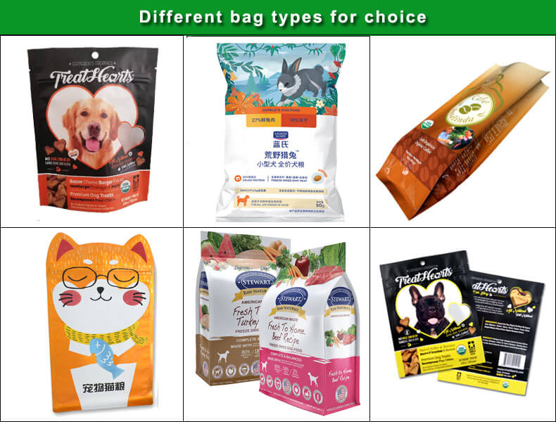 bag types and shapes of custom dog treat bags